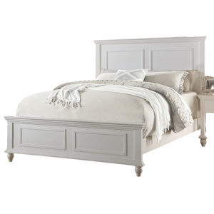 <b>Queen</b> <b>Size</b> White Wooden Bedframe with High Panel Headboard & Footboard Bedroom Furniture 1pc Plywood <b>Bed</b> - Product Image 5