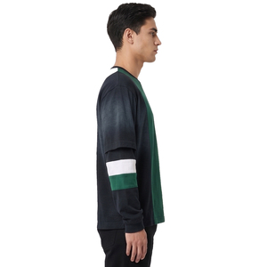เสื้อยืดแขนคู่ลายทาง OEM ผู้ชาย ผ้าฝ้าย 100% เสื้อยืดแขนคู่สำหรับฤดูร้อน เสื้อยืดแขนคู่แบบย้อมสีเอซิดสั่งทำพิเศษสำหรับผู้ชาย - Product Image 3