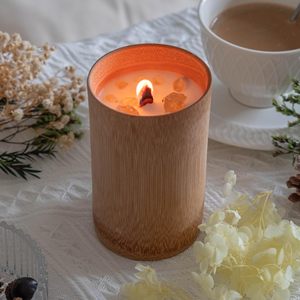 Velas personalizadas en taza con logo, precio al por mayor, vela en tubo de bambú, decoración sostenible para el hogar - Product Image 6