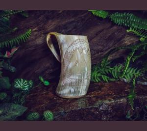 Mejora tus Bebidas con el Vaso de Cuerno de Búfalo Vikingo, Taza de Cerveza de Cuerno Natural con Ágata, a Bajo Precio - Product Image 1