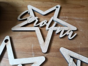 Ornement étoile en bois personnalisé Helena découpé au laser Décoration murale de Noël Thème rustique pour les fêtes - Product Image 4