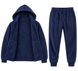 Mens <b>Navy</b> Winter Solid Hooded Pullover 100% Cotton Jogger Set <b>Sweatshirt</b> Jogger Pants Casual Tracksuit Lounge Wear - Product Image 4