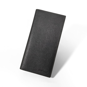 [Hot Item] Castello Saffiano Leather Long <b>Wallet</b> Open Closure Polyester Lining Men's Women's Unisex Navy Grey Green Black - Product Image 2