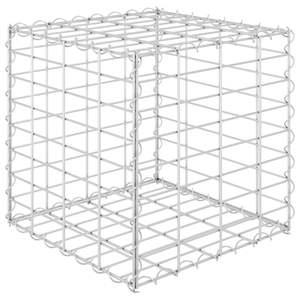 Bac à plantes surélevé en gabion durable 15,7x15,7x15,7 po en fil d'acier argenté – Sacs de culture polyvalents - Product Image 2