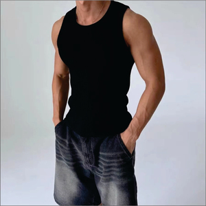 เสื้อกล้ามถักนิตติ้งแบบหนา ระบายอากาศได้ดี เป็นมิตรกับสิ่งแวดล้อม แห้งเร็ว ทรงรัดรูป ยืดหยุ่นสูง สำหรับผู้ชายร่างกายแข็งแรง - Product Image 2