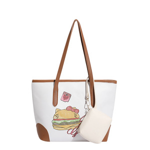 Sac fourre-tout élégant et minimaliste en PU de couleur unie pour femme avec fermeture éclair et trousse de maquillage au design mignon - Product Image 3