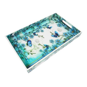Modern MDF Serving Tray with Handles Decorative Wooden Style Tray for Coffee <b>Table</b> Ottoman and Kitchen Serving - Product Image 1