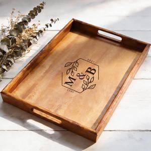 Personalized Walnut Serving Tray, Custom Engraved Wooden Tray, Tray for Home, Wedding and Everyday Use - Product Image 2