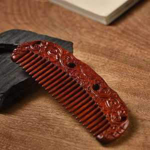 Peineta de Pelo Premium de Amor Eterno, Recuerdo de Boda, Peineta China Antigua Tallada a Mano con Flor de Rosa, Artesanía Natural - Product Image 1