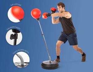 Saco de Boxeo con Soporte, Saco de Boxeo para Adolescentes y Adultos - Altura Ajustable - Saco de Velocidad para Entrenamiento, Equipo de Boxeo, Alivio del Estrés - Product Image 5