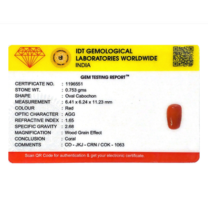 Natural Red Coral Oval Cabochon Loose Gemstone 3.77 Carat Certified Wholesale 4mm - Product Image 4