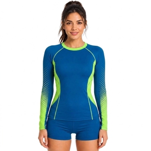 Custom <b>Women</b> Compression Long Sleeve <b>Rash</b> <b>Guard</b> Breathable Stretch Fabric Fitness Fit Training Activewear Streetwear <b>Women</b> Shirt - Product Image 1
