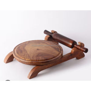 Handmade Light Mango Wood Chakla Belan Set | Natural Finish Roti <b>Rolling</b> <b>Board</b> and <b>Pin</b> | Kitchen & Dining Accessory - Product Image 4