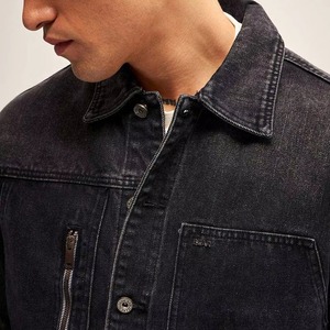 Men's Dark <b>Denim</b> Jacket Turn-down Collar Casual Single Breasted Button Closure Washed Cotton <b>Material</b> Regular Fit - Product Image 6