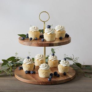 Élégante vitrine alimentaire en bois, pièce décorative de service, accessoire minimaliste pour boulangerie, support à dessert rustique en bois - Product Image 1