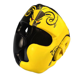 Protège-tête de boxe en cuir PU jaune avec motif animalier noir, fermeture auto-agrippante, équipement de protection pour adultes unisexe - Product Image 3