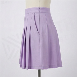 Jupe plissée courte pour femme, couleur unie, taille normale, toutes saisons, en polyester tissé, style confortable - Product Image 3