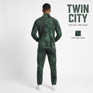 Custom OEM Green <b>Tie</b> <b>Dye</b> Men Tracksuit Acid Wash Full Zip Up Jacket and Sweatpants <b>Set</b> Fleece Casual Vintage Streetwear Joggers - Product Image 2