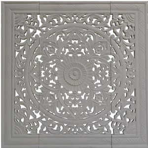 Smart Art - Juego de 3 piezas de cabecero de cama de madera tallada con mandala, montado en la pared, estilo bohemio costero, acabado blanco lavado, para dormitorio - Product Image 6