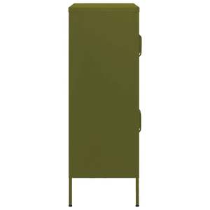 Armoire de rangement en acier vert olive élégante de taille moyenne pour salon - Product Image 4