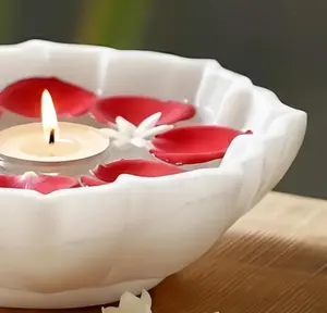 Bol de table en marbre de qualité supérieure, artisanat traditionnel, vaisselle hôtelière, style de table sophistiqué - Product Image 4