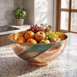 Cuenco de Cobre Martillado Artesanal con Acabado Patinado, Estilo Moderno, Resistente al Calor para Uso en la Cocina - Product Image 2