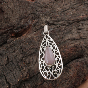 Natural <b>Pink</b> Zircon Gemstone 925 Sterling Silver Platinum Plated Handmade Vintage Jewelry Charms Anniversary Wholesale - Product Image 1