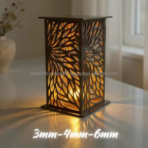Support de lumière en T sculpté en bois de qualité supérieure fabriqué à la main pour la décoration intérieure, cadeau Diwali et centre de table - Product Image 1
