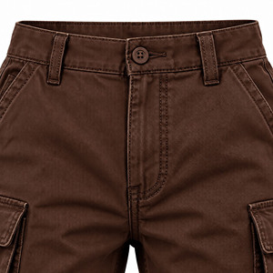 Men's Brown <b>Wide</b> <b>Leg</b> Cargo Pants With Multiple Pockets Button Closure Casual <b>Trousers</b> - Product Image 4
