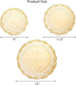 Cesta Redonda de Bambú Tejida para Servir |   Plato Ecológico para Exhibición de Alimentos en Restaurantes, Cocina y Picnic - Product Image 2