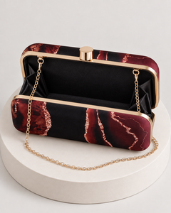 Bolso de Mano de Noche con Bordado Floral Geométrico de Moda Vintage, Detalle de Botón de Satén y Asa de Diamantes de Imitación para Mujer, Ideal para Bodas - Product Image 4