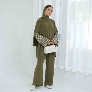 Abaya Musulmana Moderna de Lujo con Bordado de Hilo Dorado para Mujer, Estilo Dubái, Vestido Largo Informal Islámico para Uso Diario - Product Image 6