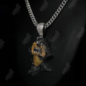 Colgante de Lujo Hip Hop con Diamantes de Moissanita Negros y Dorados, Chapado en Rodio sobre Plata de Ley, Certificado, con Diseño de Animal para Hombre - Product Image 2