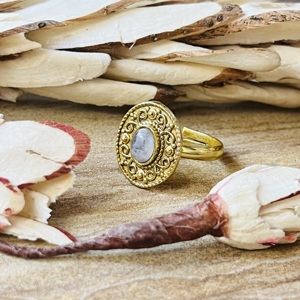 Fashionable High Demand Boho Moonstone Brass <b>Ring</b> Filigree Tribal <b>Chunky</b> <b>Ring</b> Gold Plated Antique Style Statement Wholesale <b>Ring</b> - Product Image 5