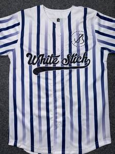 Camiseta de Béisbol Blanca con Rayas Azules y Blancas, Manga Larga, Unisex, Transpirable, Spandex/Algodón/Fibra de Bambú, para Adultos, Todas las Temporadas - Product Image 3