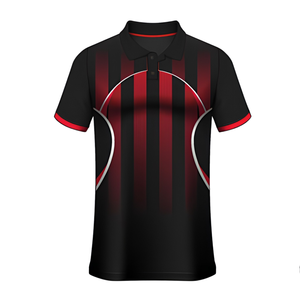 Camiseta de Fútbol Sublimada a Rayas Rojas y Negras para Hombre, Manga Corta, Absorbe la Humedad, Corte Regular, Ropa para Todas las Temporadas - Product Image 1