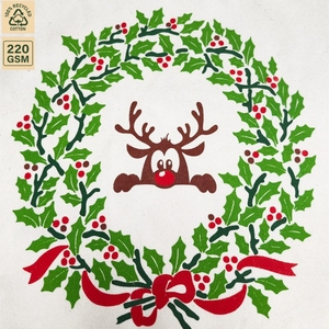 Christmas Jolly Reindeer <b>Velvet</b> Base Cosmetic Pouch 35x46cm Custom Printed Drawstring Gift Bag Wholesale OEM Private Label SNC35 - Product Image 2