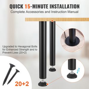 Gambe per Scrivania in Acciaio Regolabili da 16 Pollici, Set di Mobili per Ufficio Fai-da-Te, Capacità di Carico 1200 Libbre, per Applicazioni in Stile Rustico - Product Image 6