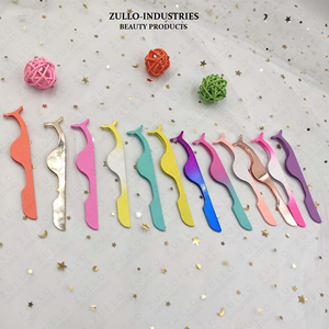 Zullo Industries Stainless Steel Eyelash Extension Tweezers Custom Logo Private <b>Label</b> Lash <b>Applicator</b> for Professional Use - Product Image 2