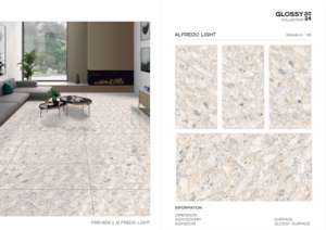 Azulejos de porcelana esmaltada pulida con textura de tallado arquitectónico, diseñados para instalación a gran escala en pisos y paredes. - Product Image 2