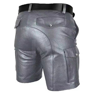Pantalones Cortos de Cuero Contemporáneos para Hombre, Cintura Media, con Estructura Elegante y Estilo Casual para Uso Diario, en Oferta - Product Image 3