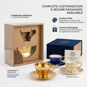Ensemble de tasses à thé et soucoupes en laiton doré poli miroir classique, élégantes tasses à café en forme de tulipe, vaisselle pour hôtels de luxe, banquets, vente en gros - Product Image 6