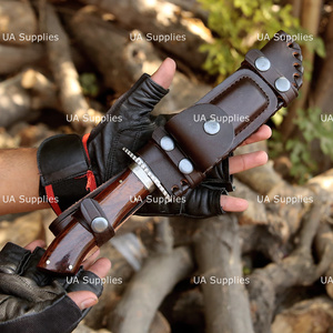 Couteau de chasse et de camping en acier Damas forgé à la main, lame de 15 pouces, manche en bois, épaisseur de lame de 0,5 mm, personnalisable OEM - Product Image 6