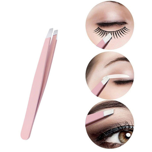 Juego de 3 Pinzas Profesionales Duraderas para Cejas, Pinzas de Acero Inoxidable de Precisión, Puntas Inclinadas y Planas, Estuche de Cuero PU - Product Image 4