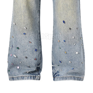 Pantalon évasé pour homme, couleur unie, orné de strass, coupe droite, léger, décontracté, taille mi-haute, pour l'extérieur, best-seller - Product Image 5