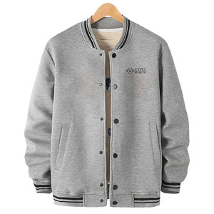 Veste universitaire d'hiver légère unisexe avec col montant et logo frontal, style décontracté, coupe classique - Product Image 1