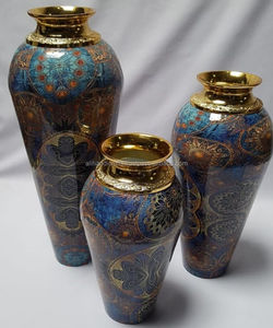 High-Gloss Marble Finish Cast Aluminium Metal <b>Vase</b> – <b>Gold</b> Collar Floral Centerpiece Flower <b>Vase</b> – Direct B2B Wholesale India - Product Image 5