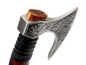 Hache de Viking Ragnar, artisanale, en acier à haute teneur en carbone, manche en bois de frêne, style nordique, artisanat en acier forgé - Product Image 3