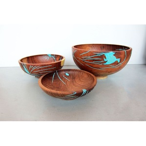 Bol en bois en résine époxy écologique sans BPA, fait main, avec texture rustique et surface brillante pour maisons modernes - Product Image 3