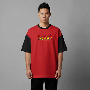 Custom Heavyweight Cotton High Neck <b>Tshirt</b> for Men 3XL Solid Drop Shoulder Oversized Fit Blank T Shirt - Product Image 1